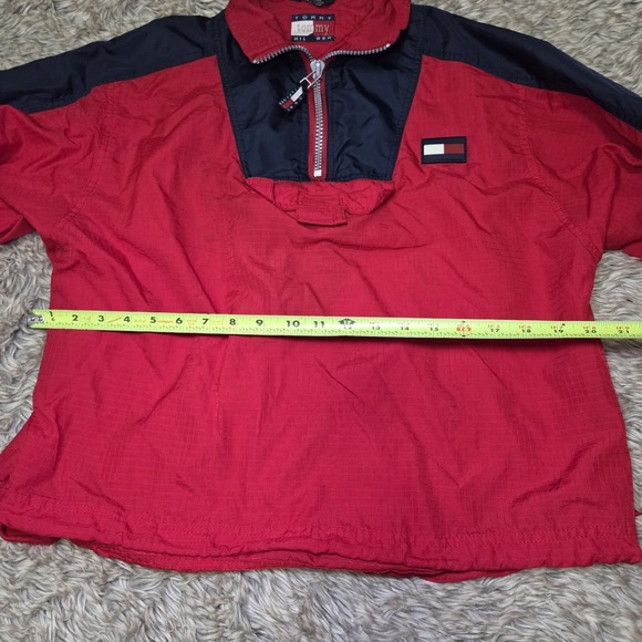 Tommy Hilfiger Vintage 90s Red Pullover Windbreaker Jacket Flag Logo L - Picture 9 of 15